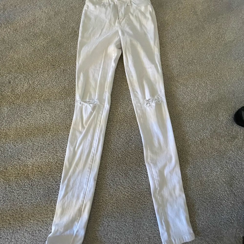 Fashion Nova White Distressed Skinny Jeans